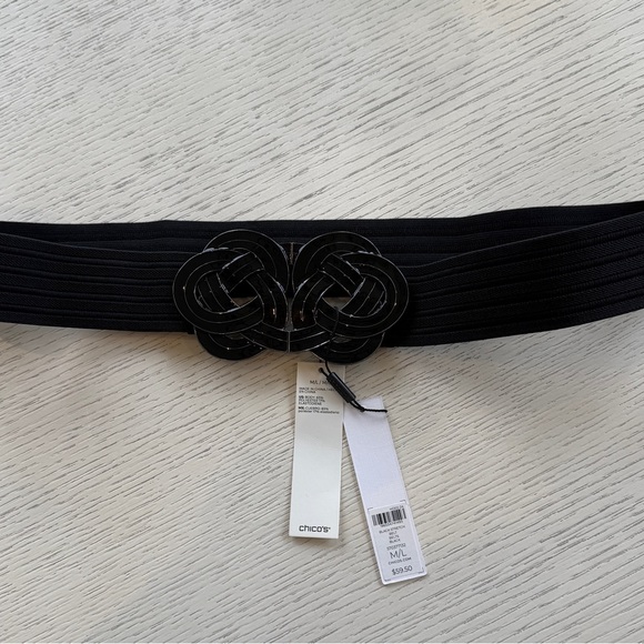 Chico's Elegant Black Belt with Interlocking Design - Picture 1 of 2